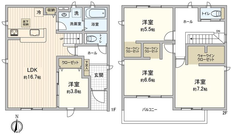豊橋市高師町字西沢 新築戸建1号棟 間取図(平面図) 豊橋市高師町字西沢 新築戸建1号棟 間取図(平面図)