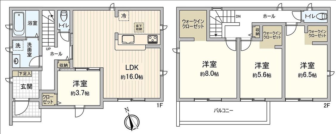 豊橋市草間町字東郷 新築戸建2号棟 間取図(平面図)