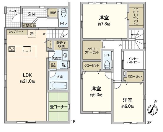 豊橋市牟呂町字大塚 新築戸建2号棟 間取図(平面図)