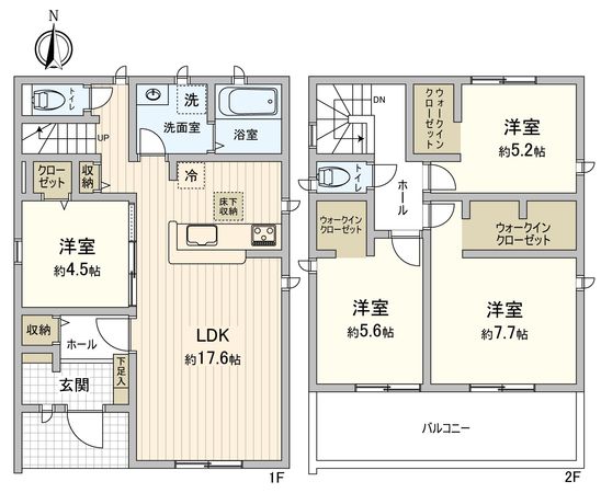 豊橋市東小鷹野4丁目 新築戸建3号棟 間取図(平面図) 豊橋市東小鷹野4丁目 新築戸建3号棟 間取図(平面図)