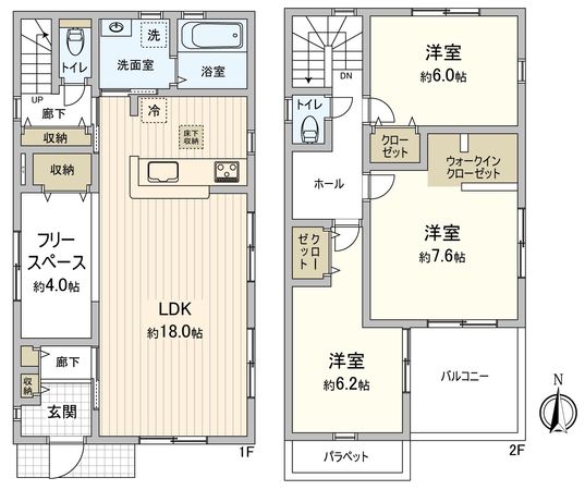 豊橋市東小鷹野4丁目 新築戸建5号棟 間取図(平面図)