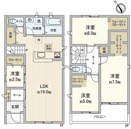 豊橋市牛川町字中郷 新築戸建2号棟 間取図(平面図)
