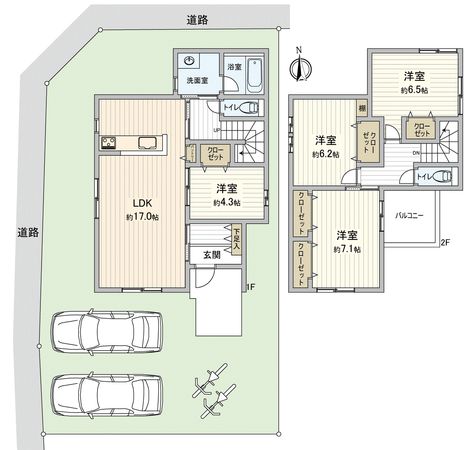 豊橋市草間町字東山 新築戸建 1号棟 間取図(平面図) 豊橋市草間町字東山 新築戸建 1号棟 間取図(平面図)