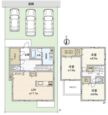 豊橋市草間町字東山 新築戸建 2号棟 間取図(平面図) 豊橋市草間町字東山 新築戸建 2号棟 間取図(平面図)
