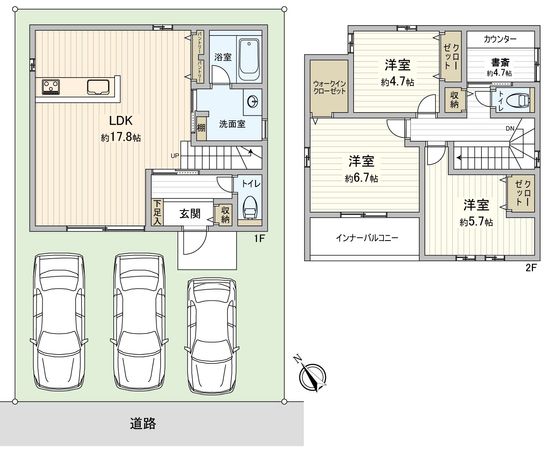 豊橋市高師町字小野 新築戸建 1号棟 間取図(平面図) 豊橋市高師町字小野 新築戸建 1号棟 間取図(平面図)