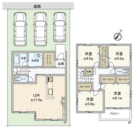 豊橋市西幸町字笠松 新築戸建1号棟 間取図(平面図) 豊橋市西幸町字笠松 新築戸建1号棟 間取図(平面図)