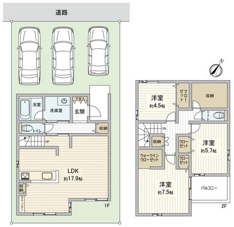 豊橋市西幸町字笠松 新築戸建2号棟 間取図(平面図) 豊橋市西幸町字笠松 新築戸建2号棟 間取図(平面図)
