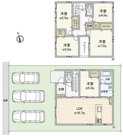 豊橋市牟呂公文町 新築戸建 間取図(平面図) 豊橋市牟呂公文町 新築戸建 間取図(平面図)