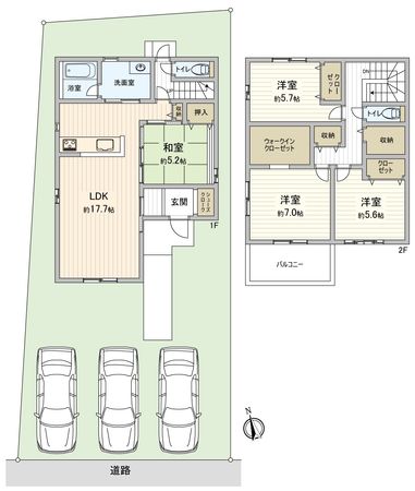 豊橋市西口町字元茶屋 新築戸建2号棟 間取図(平面図) 豊橋市西口町字元茶屋 新築戸建2号棟 間取図(平面図)