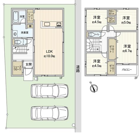 豊橋市西口町字元茶屋 新築戸建4号棟 間取図(平面図) 豊橋市西口町字元茶屋 新築戸建4号棟 間取図(平面図)