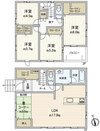 豊橋市牟呂外神町 新築戸建1号地 間取図(平面図) 豊橋市牟呂外神町 新築戸建1号地 間取図(平面図)
