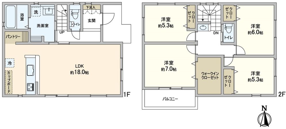 豊橋市花中町 新築戸建2号棟 間取図(平面図) 豊橋市花中町 新築戸建2号棟 間取図(平面図)