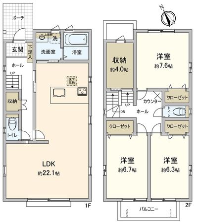 豊橋市飯村南3丁目 戸建 間取図(平面図) 豊橋市飯村南3丁目 戸建 間取図(平面図)