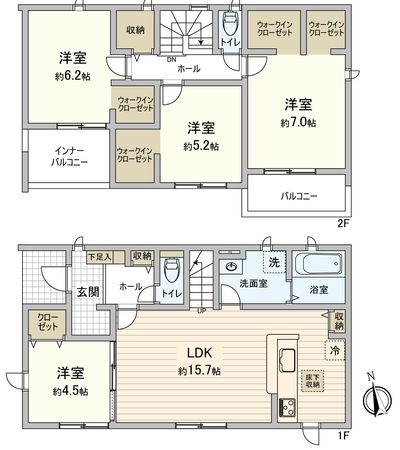 豊橋市仁連木町 新築戸建1号棟 間取図(平面図) 豊橋市仁連木町 新築戸建1号棟 間取図(平面図)