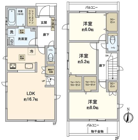 豊橋市東郷町 新築戸建1号棟 間取図(平面図) 豊橋市東郷町 新築戸建1号棟 間取図(平面図)