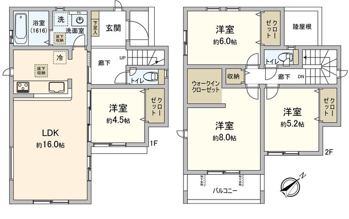 豊橋市牧野町 新築戸建1号棟 間取図(平面図) 豊橋市牧野町 新築戸建1号棟 間取図(平面図)