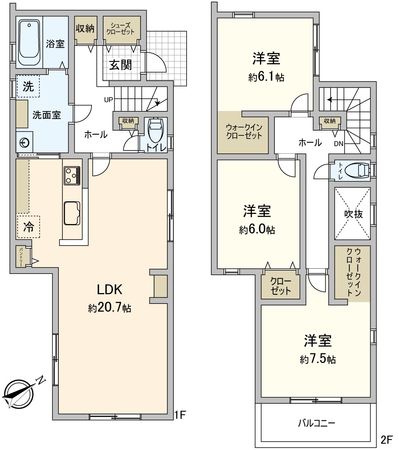 豊橋市東田町字斉兵 新築戸建1号棟 間取図(平面図) 豊橋市東田町字斉兵 新築戸建1号棟 間取図(平面図)