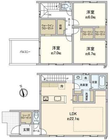 豊橋市三本木町字新東上 新築戸建1号棟 間取図(平面図) 豊橋市三本木町字新東上 新築戸建1号棟 間取図(平面図)
