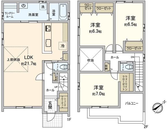 豊橋市つつじが丘3丁目 新築戸建2号棟 間取図(平面図) 豊橋市つつじが丘3丁目 新築戸建2号棟 間取図(平面図)