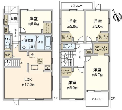 豊川市大堀町 新築戸建2号棟 間取図(平面図) 豊川市大堀町 新築戸建2号棟 間取図(平面図)