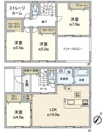 豊川市平井町西野地 新築戸建1号棟 間取図(平面図) 豊川市平井町西野地 新築戸建1号棟 間取図(平面図)