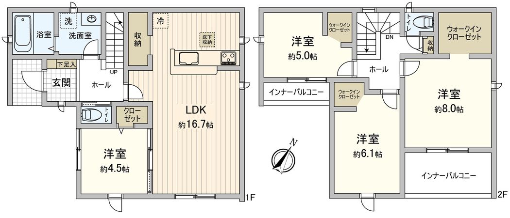 豊川市平井町西野地 新築戸建2号棟 間取図(平面図) 豊川市平井町西野地 新築戸建2号棟 間取図(平面図)