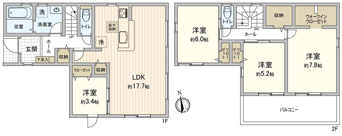 豊川市三蔵子町西浦 新築戸建1号棟 間取図(平面図) 豊川市三蔵子町西浦 新築戸建1号棟 間取図(平面図)