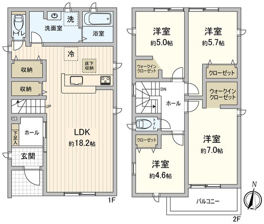 豊川市平尾町神田 新築戸建2号棟 間取図(平面図) 豊川市平尾町神田 新築戸建2号棟 間取図(平面図)