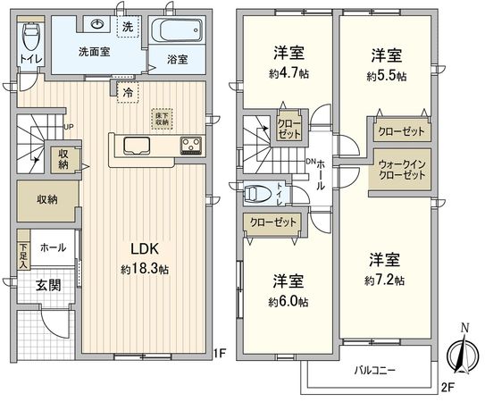 豊川市平尾町神田 新築戸建3号棟 間取図(平面図) 豊川市平尾町神田 新築戸建3号棟 間取図(平面図)