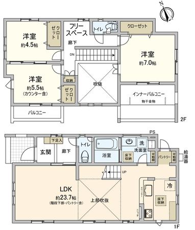 豊川市御津町 大草上竹 新築戸建1号棟 間取図(平面図) 豊川市御津町 大草上竹 新築戸建1号棟 間取図(平面図)