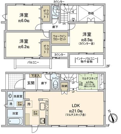 豊川市御津町 大草上竹 新築戸建3号棟 間取図(平面図) 豊川市御津町 大草上竹 新築戸建3号棟 間取図(平面図)