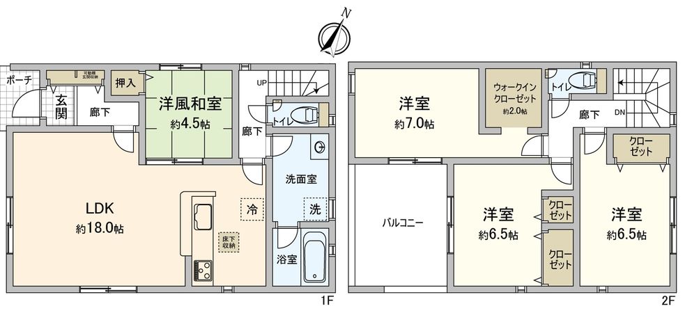豊川市篠束町郷中 新築戸建1号棟 間取図(平面図) 豊川市篠束町郷中 新築戸建1号棟 間取図(平面図)