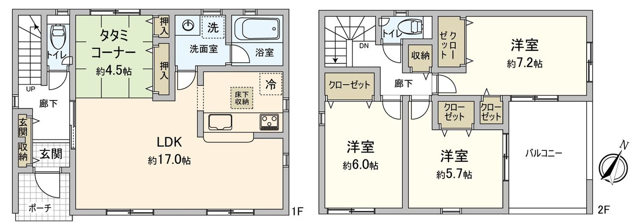 豊川市篠束町郷中 新築戸建2号棟 間取図(平面図)