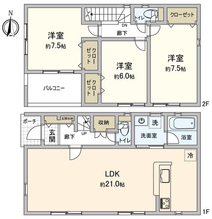 豊川市美園3丁目 新築戸建1号棟 間取図(平面図) 豊川市美園3丁目 新築戸建1号棟 間取図(平面図)