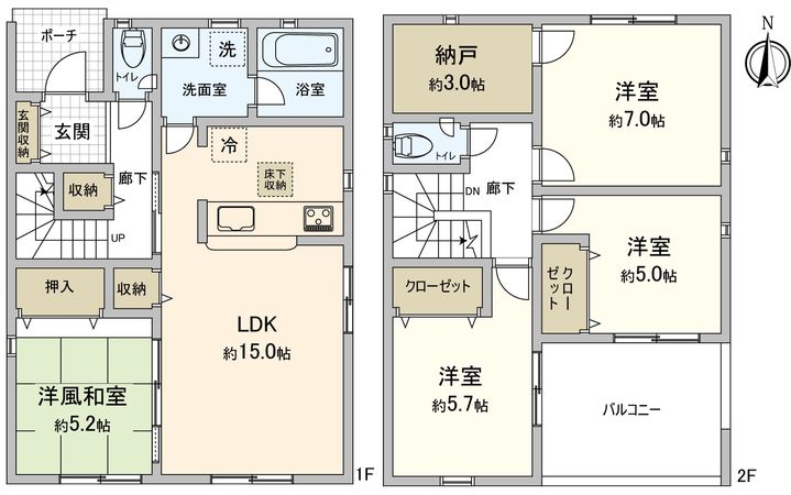 豊川市美園1丁目 新築戸建1号棟 間取図(平面図) 豊川市美園1丁目 新築戸建1号棟 間取図(平面図)