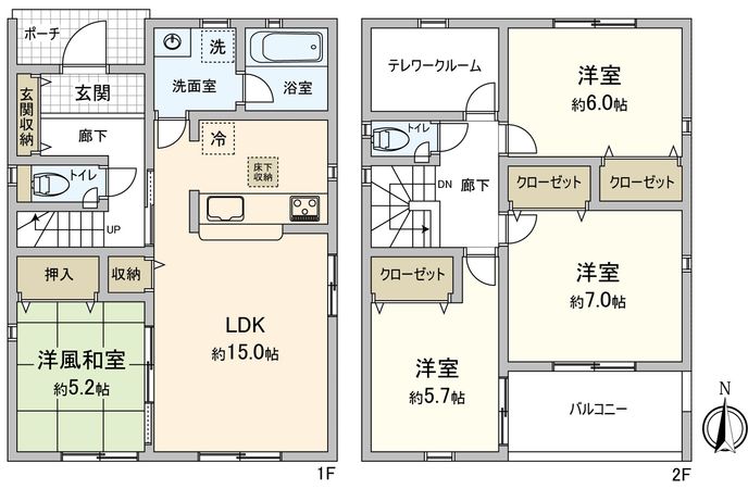 豊川市美園1丁目 新築戸建2号棟 間取図(平面図) 豊川市美園1丁目 新築戸建2号棟 間取図(平面図)
