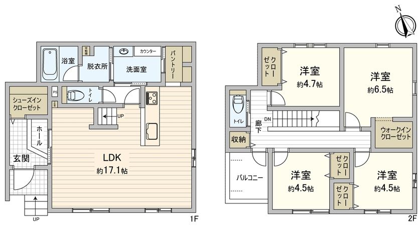 豊橋市西橋良町 新築戸建1号棟 間取図(平面図) 豊橋市西橋良町 新築戸建1号棟 間取図(平面図)