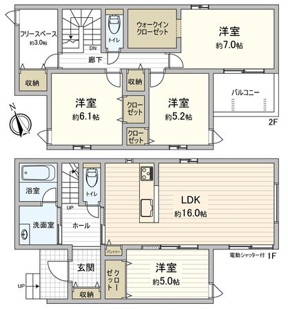 豊橋市西橋良町 新築戸建3号棟 間取図(平面図) 豊橋市西橋良町 新築戸建3号棟 間取図(平面図)