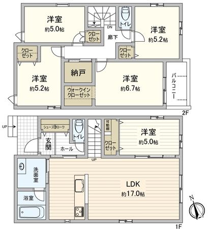 豊橋市西橋良町 新築戸建5号棟 間取図(平面図) 豊橋市西橋良町 新築戸建5号棟 間取図(平面図)