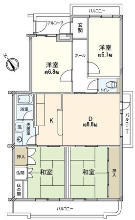アーバンヒル向山 間取図(平面図) アーバンヒル向山 間取図(平面図)