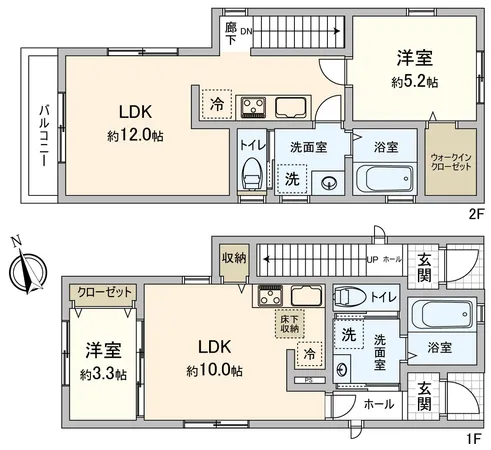 【間取図】敷地面積：73.65平米（約22.27坪）建物面積：81.97平米（約24.79坪）1LDK×2部屋