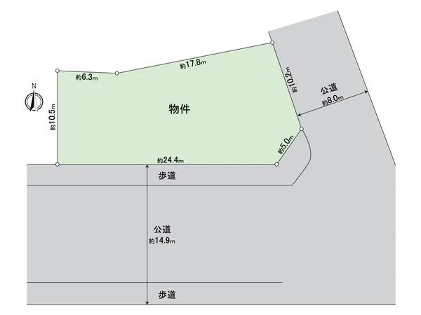 地形図。南面道路につき陽当り良好です