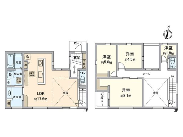 守山区城土町 1号棟 間取図(平面図)
