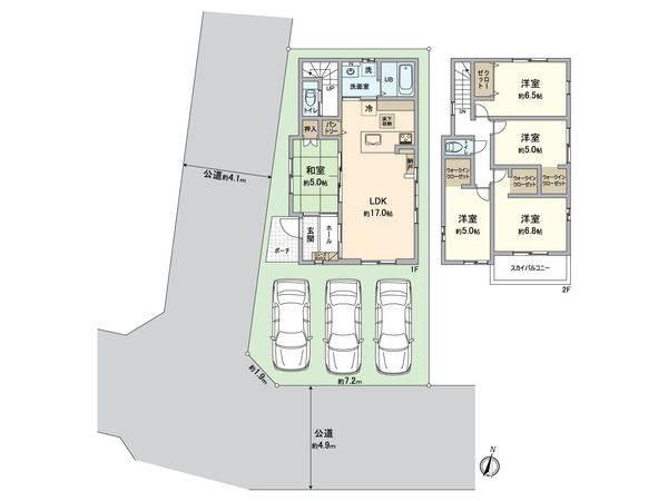 守山区西城1丁目 3号棟 間取図(平面図) 間取図(平面図)