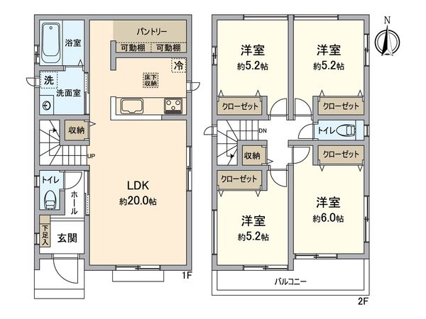 守山区川西2丁目 A号棟 間取図(平面図) 間取図(平面図)