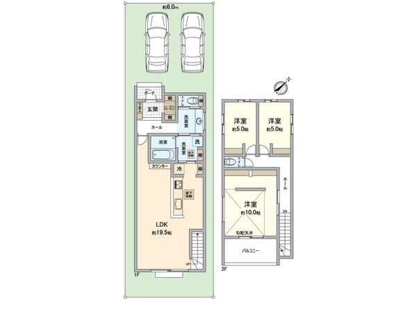 中川区江松5丁目 2号棟 間取図(平面図) 間取図(平面図)