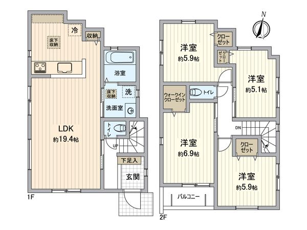 名古屋市東区矢田 2号棟 間取図(平面図)