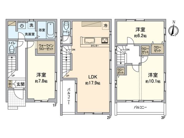 北区下飯田町4丁目 2号棟 間取図(平面図) 北区下飯田町4丁目 2号棟 間取図(平面図)