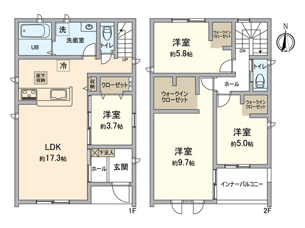 北区楠味鋺5丁目 13号棟 間取図(平面図) 北区楠味鋺5丁目 13号棟 間取図(平面図)