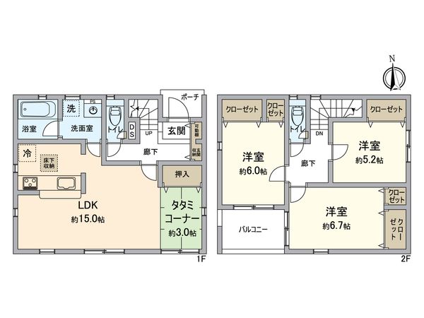 北区上飯田南町2丁目 2号棟 間取図(平面図) 北区上飯田南町2丁目 2号棟 間取図(平面図)